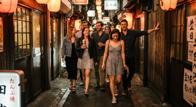 Friends celebrating in Tokyo